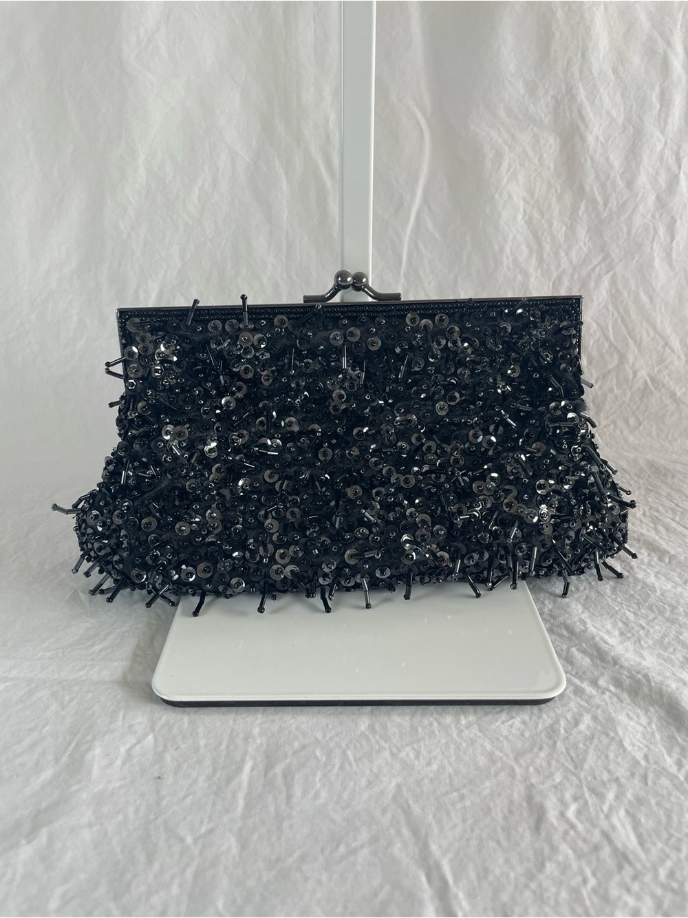Black Sequin Beaded Evening Clutch